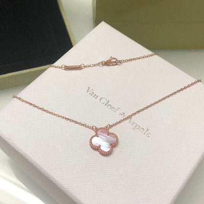 [basloveJW]CLOVER 15MM ROSA PERLMUTT-HALSKETTE