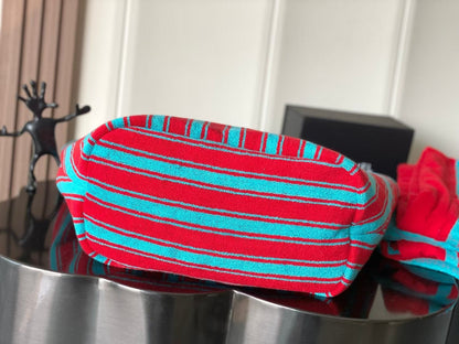 CC 26S RED AND BLUE STRIPED BEACH BAG SET