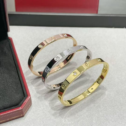 [AURORA]LOVE BRACELET 6.1MM 4 DIAMONDS NEW (SINGLE SCREW)