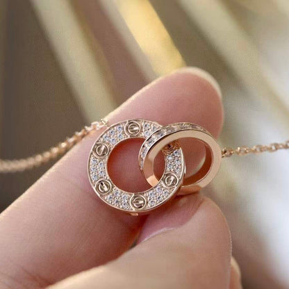 [AURORA]LOVE 7,6 MM HALSKETTE ROSÉGOLD UND SILBER VOLLER DIAMANT