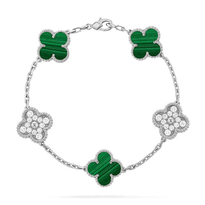 [AURORA]CLOVER 5 MOTIF MALACHITE BRACELET COLLECTION
