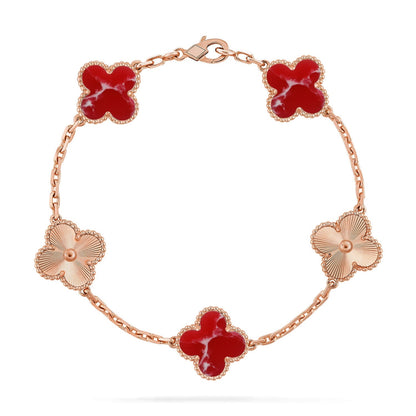 [AURORA]CLOVER 5 MOTIF RED PATTERN BRACELET COLLECTION