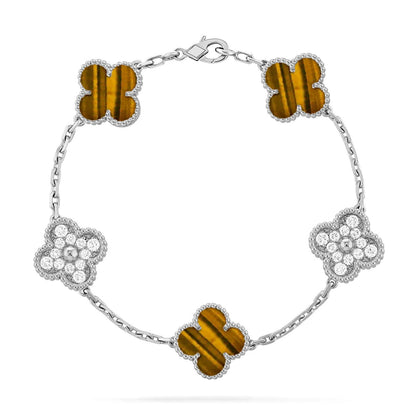 [AURORA]CLOVER 5 MOTIFS TIGER EYE BRACELET COLLECTION