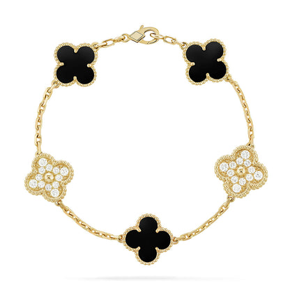 [AURORA]CLOVER 5 MOTIF ONYXS BRACELET COLLECTION