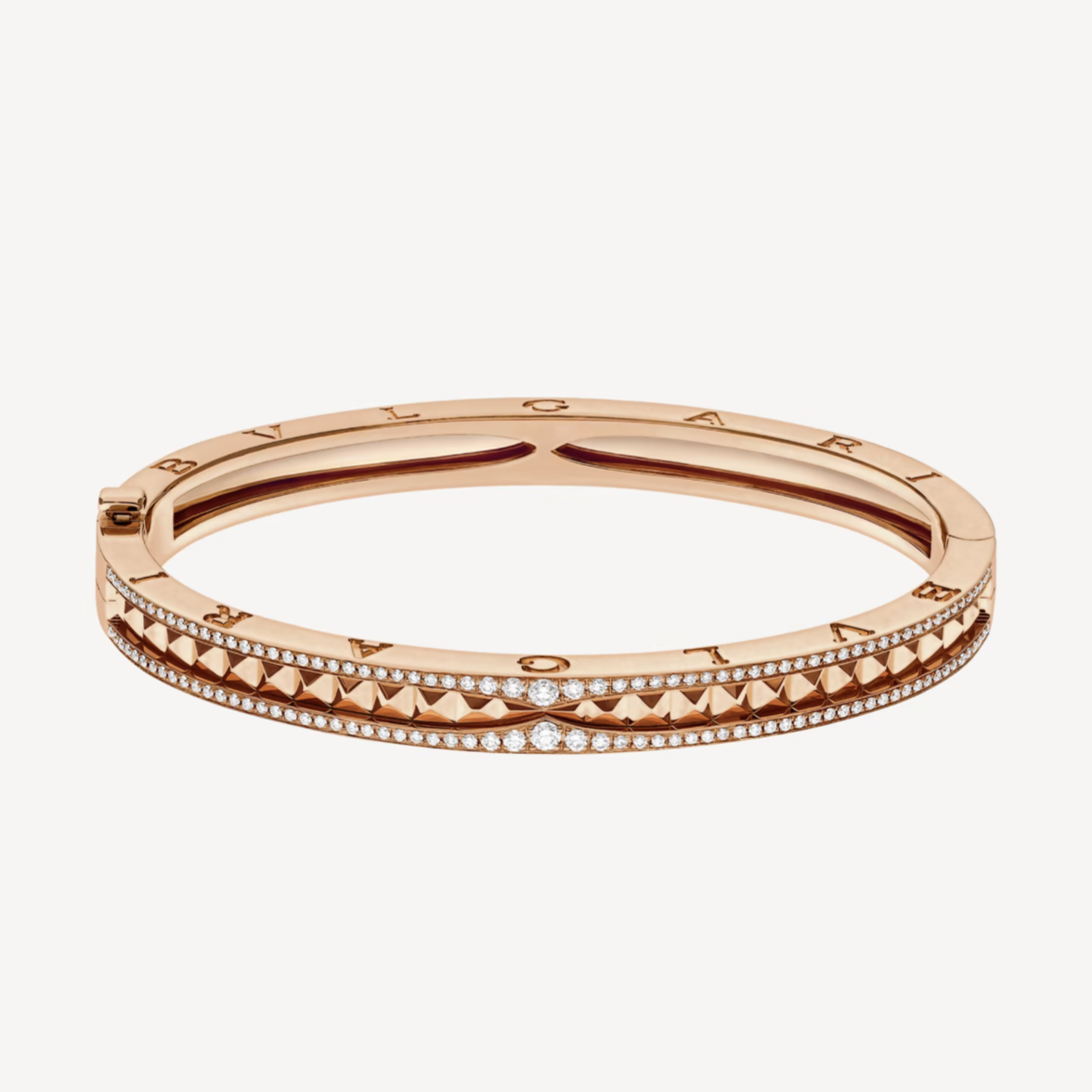 [AURORA]ZERO 1 SPIRAL AND PAVED DIAMOND PINK GOLD BRACELET