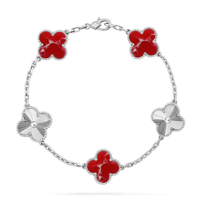 [AURORA]CLOVER 5 MOTIF RED PATTERN BRACELET COLLECTION