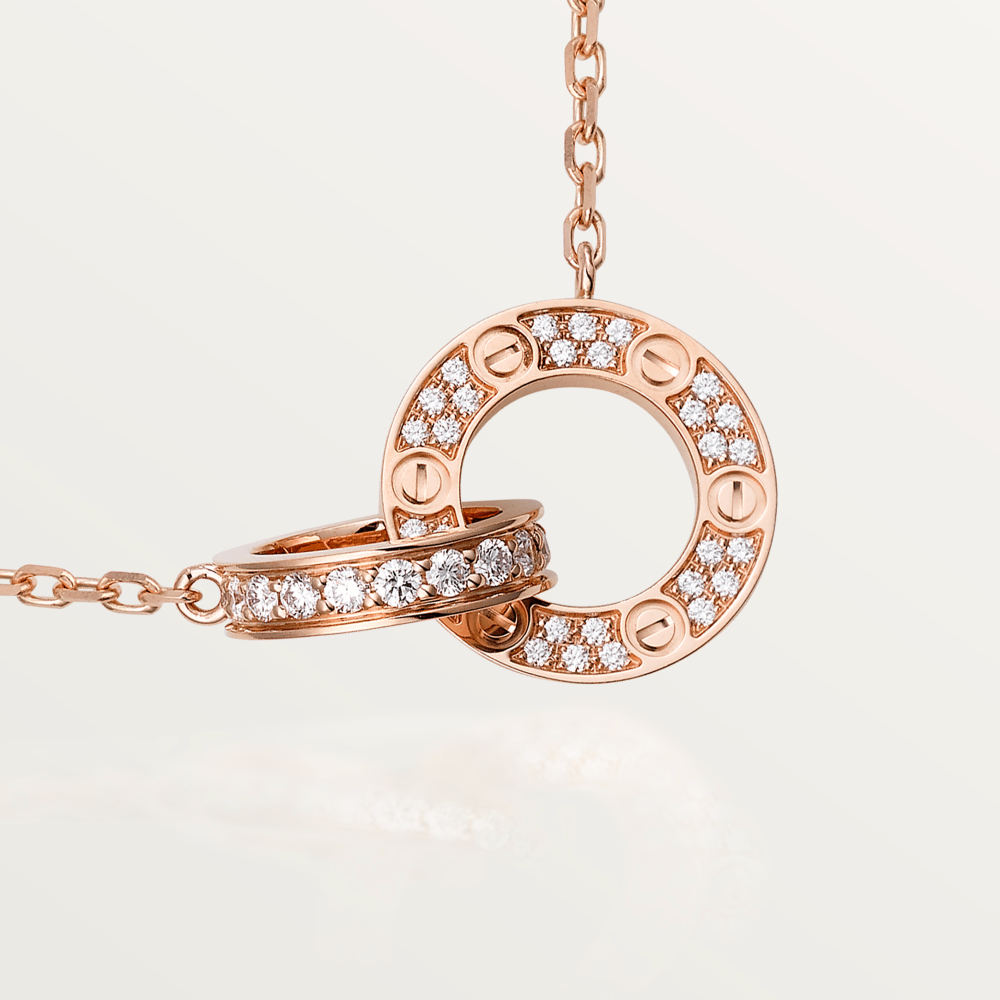 [AURORA]LOVE 7,6 MM HALSKETTE ROSÉGOLD UND SILBER VOLLER DIAMANT