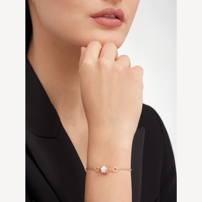 [AURORA]ZERO 1 SOFT PINK GOLD AND WHITE CERAMIC BRACELET