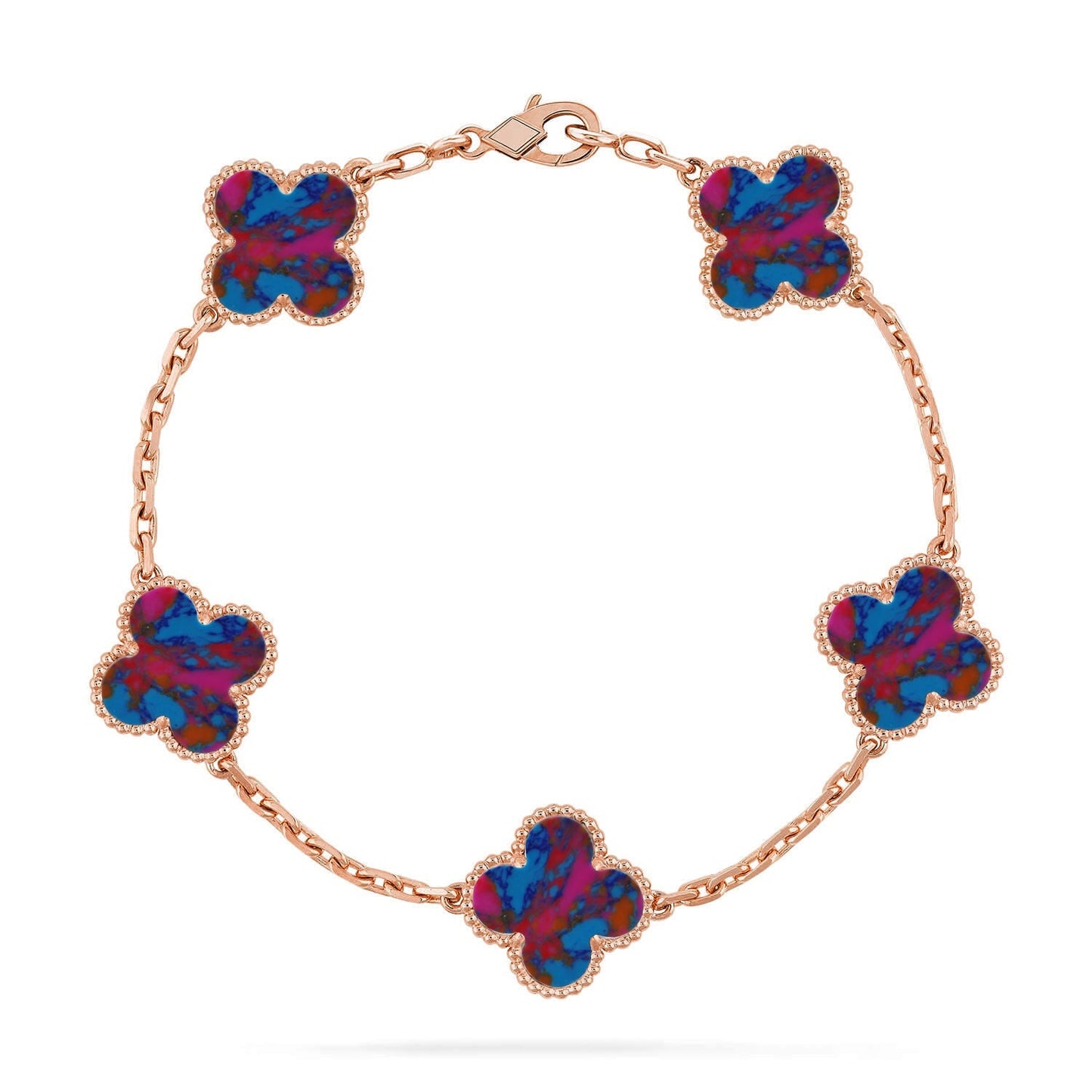 [AURORA]CLOVER 5 MOTIF COLOR GEMSTONES BRACELET COLLECTION