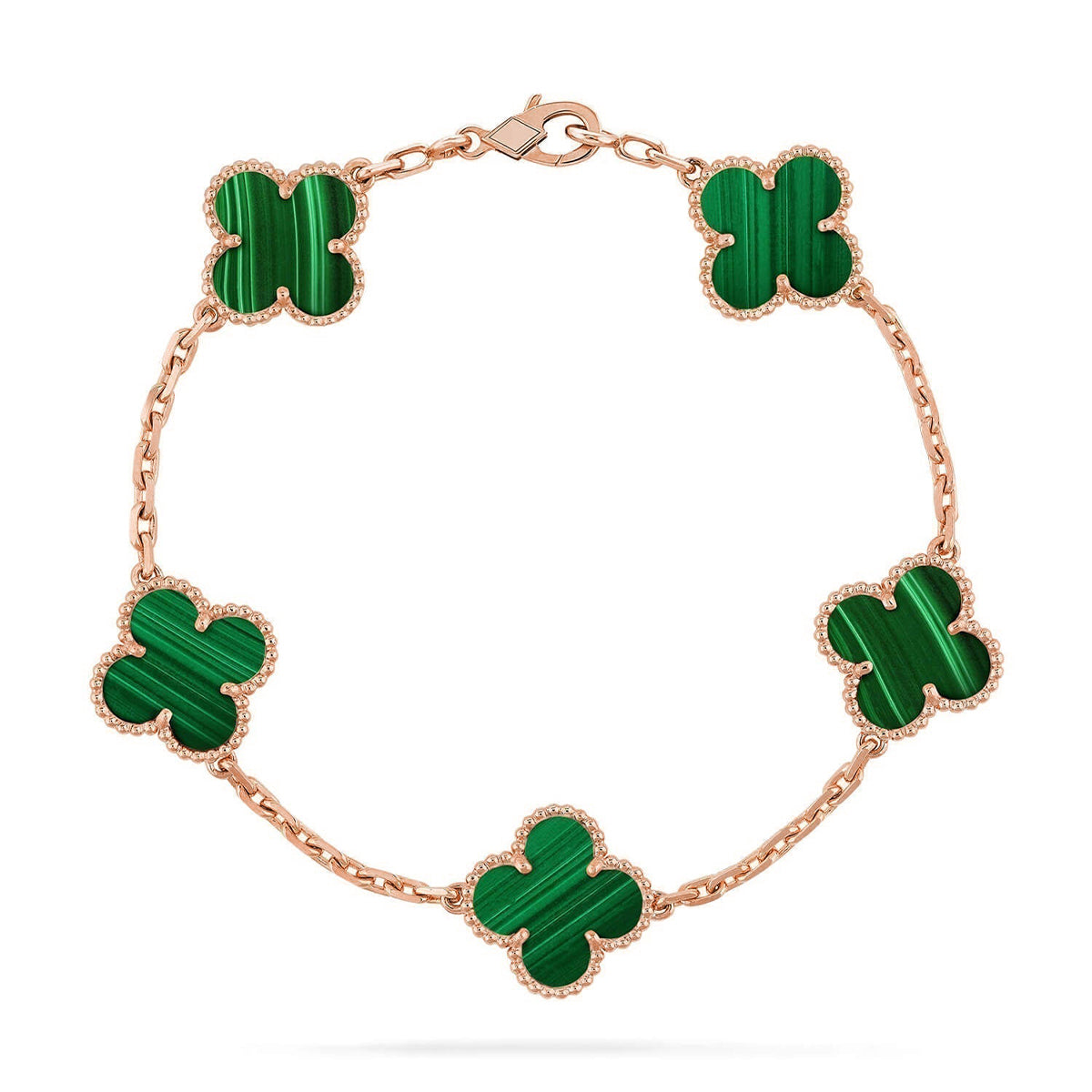 [AURORA]CLOVER 5 MOTIF MALACHITE BRACELET COLLECTION