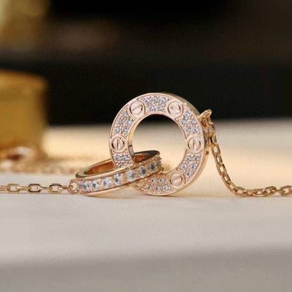 [AURORA]LOVE 7,6 MM HALSKETTE ROSÉGOLD UND SILBER VOLLER DIAMANT