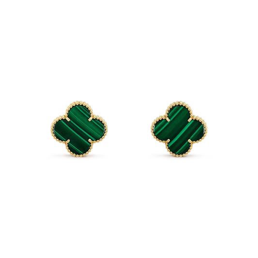 [AURORA]CLOVER MINI 9.5MM MALACHITE  EARRINGS