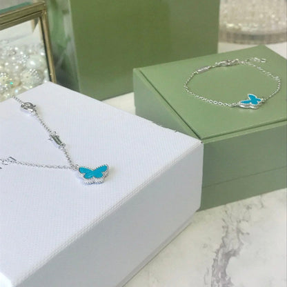 [basloveJW]BUTTERFLY TÜRKIS SCHMETTERLINGSARMBAND SILBER