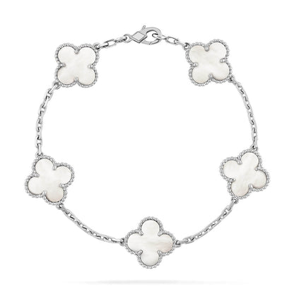 [AURORA]CLOVER WHITE PEARL MOP 5 MOTIF BRACELET COLLECTION