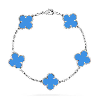 [AURORA] CLOVER 5 MOTIF BLUE AGATE BRACELET COLLECTION