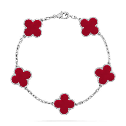 [AURORA]CLOVER 5 MOTIF RED CORNELIAN BRACELET COLLECTION
