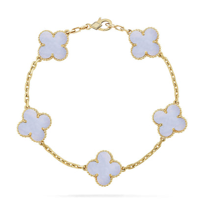 [AURORA] CLOVER 5 MOTIF PURPLE CHALCEDONY BRACELET COLLECTION