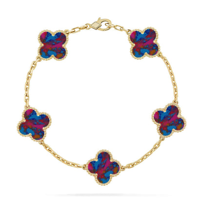 [AURORA]CLOVER 5 MOTIF COLOR GEMSTONES BRACELET COLLECTION