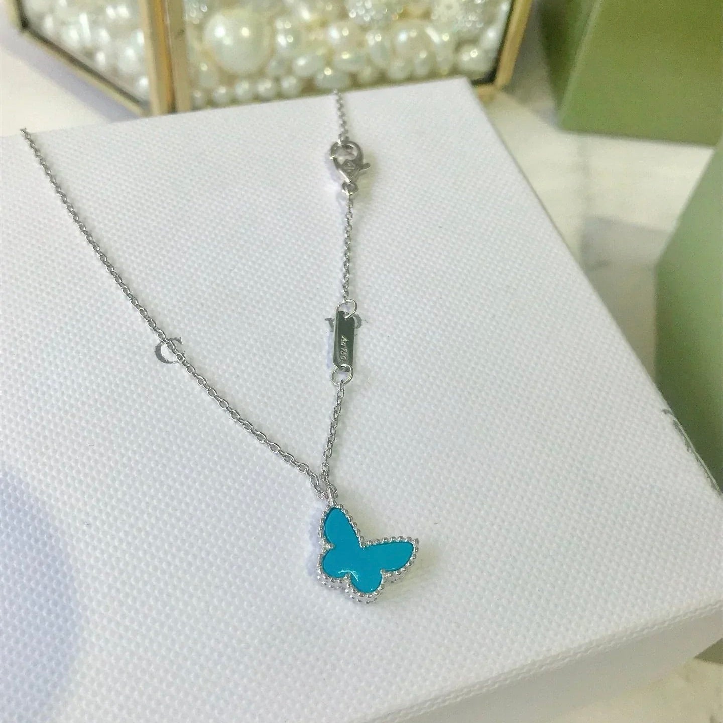 [basloveJW]BUTTERFLY TÜRKIS SCHMETTERLINGSARMBAND SILBER
