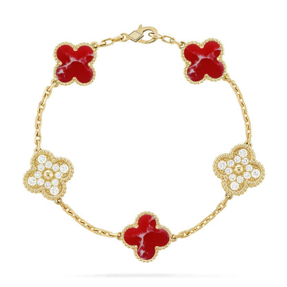[AURORA]CLOVER 5 MOTIF RED PATTERN BRACELET COLLECTION