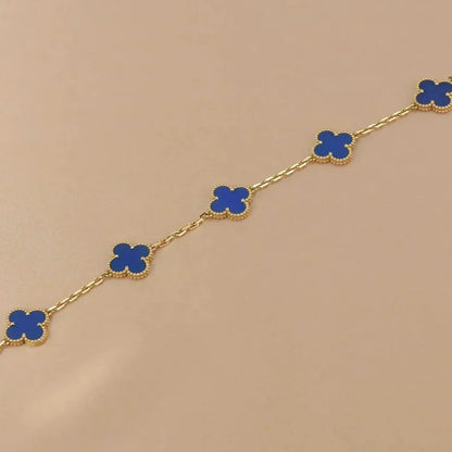 [AURORA] CLOVER 5 MOTIF BLUE AGATE BRACELET COLLECTION