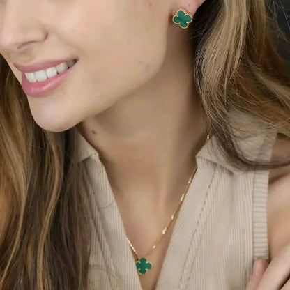 [basloveJW]CLOVER MINI 9,5MM MALACHIT OHRRINGE