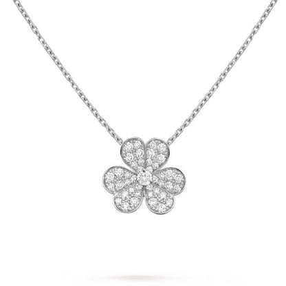 [basloveJW]CLOVER DIAMANT HALSKETTE SILBER