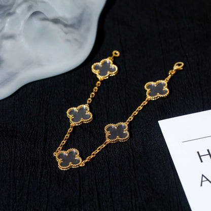 [AURORA]CLOVER 5 MOTIF ROCK CRYSTAL BRACELET