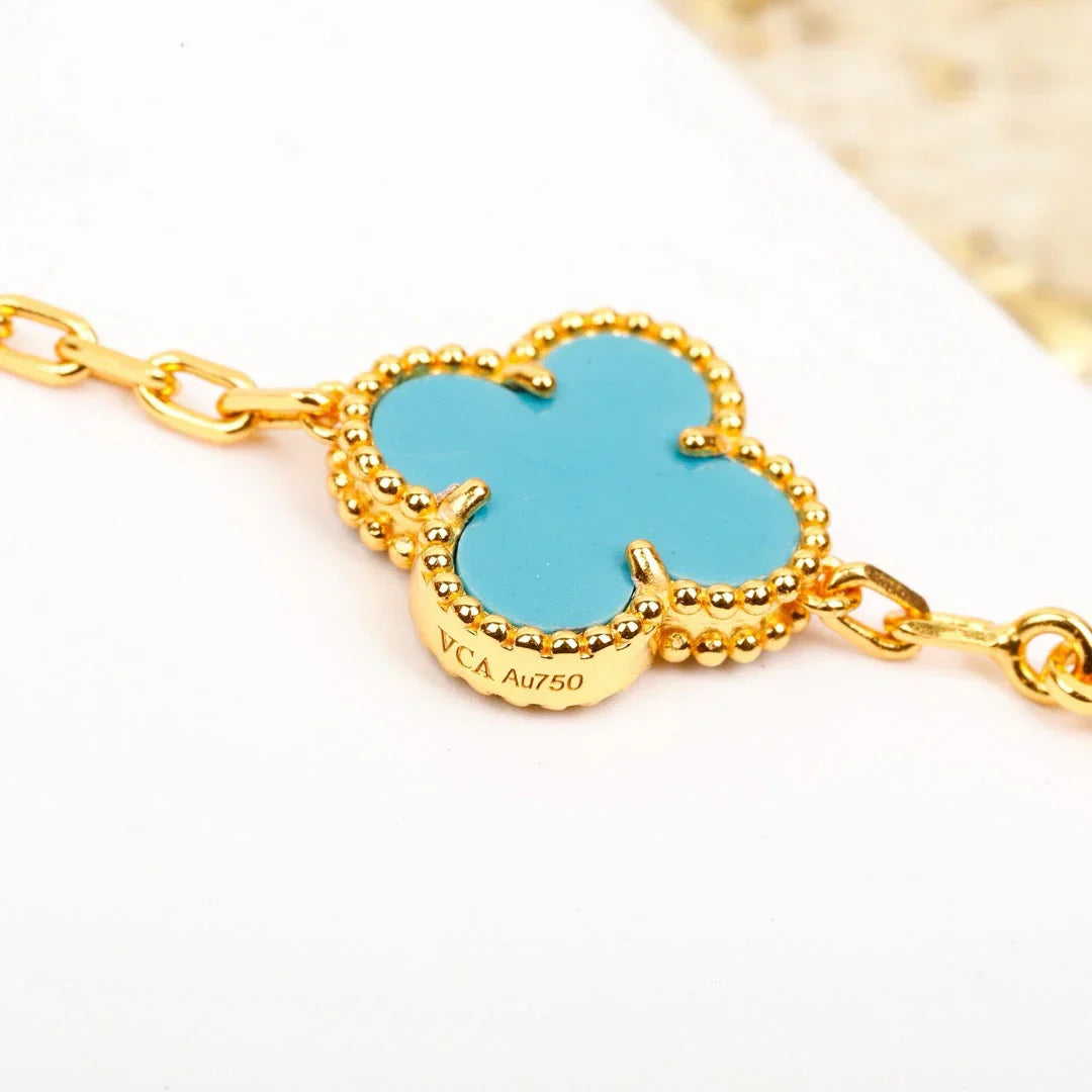 [AURORA] CLOVER 5 MOTIF TURQUOISE BRACELET COLLECTION