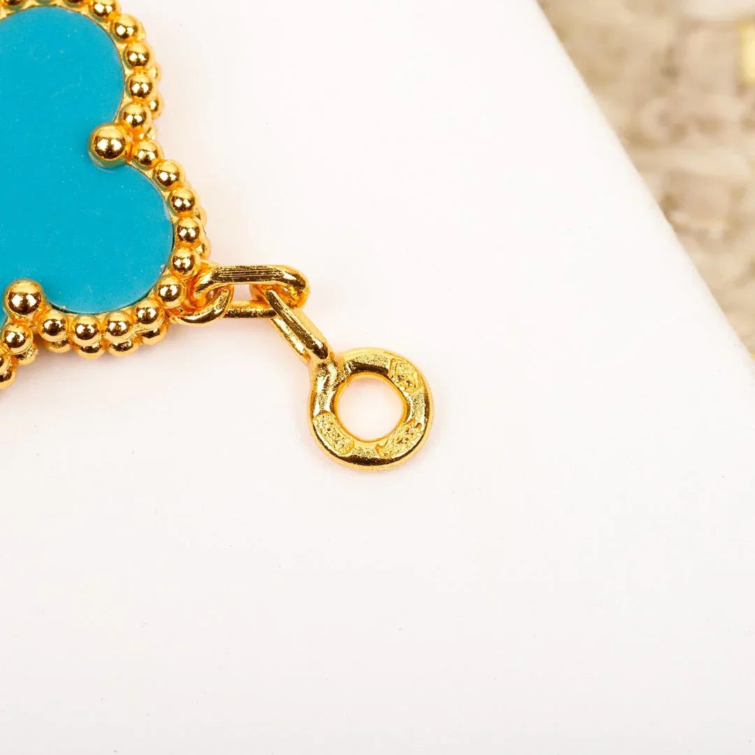 [AURORA] CLOVER 5 MOTIF TURQUOISE BRACELET COLLECTION
