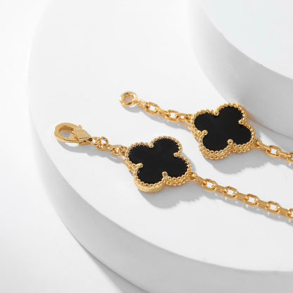 [AURORA]CLOVER 10 MOTIFS ONYX NECKLACE