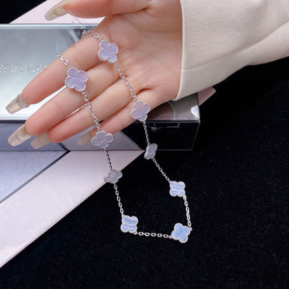 [basloveJW]CLOVER 10 MOTIVE LILA CHALCEDON HALSKETTE