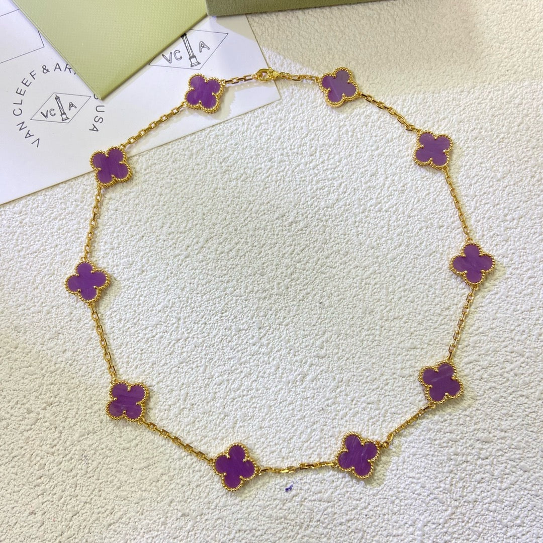 [AURORA]CLOVER 10 MOTIFS  PURPLE VIOLET  NECKLACE