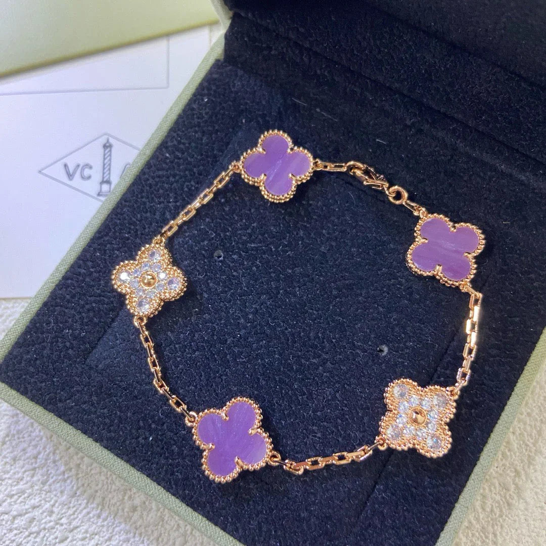 [AURORA] CLOVER 5 MOTIF VIOLET BRACELET COLLECTION