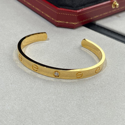 [AURORA]LOVE BRACELET 6.1MM 1 DIAMOND OPEN CUFF