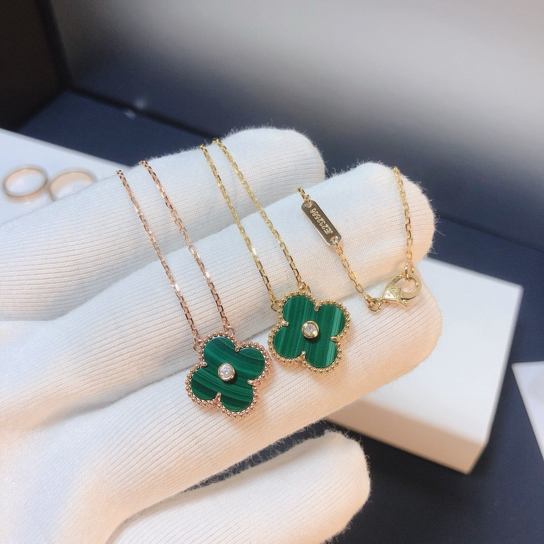 [AURORA]CLOVER 15MM DIAMOND TURQUOISE NECKLACE