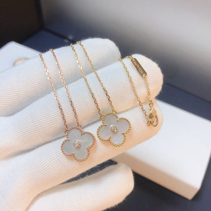 [basloveJW]CLOVER 15MM DIAMANT WEISSE FRITILLARIA HALSKETTE