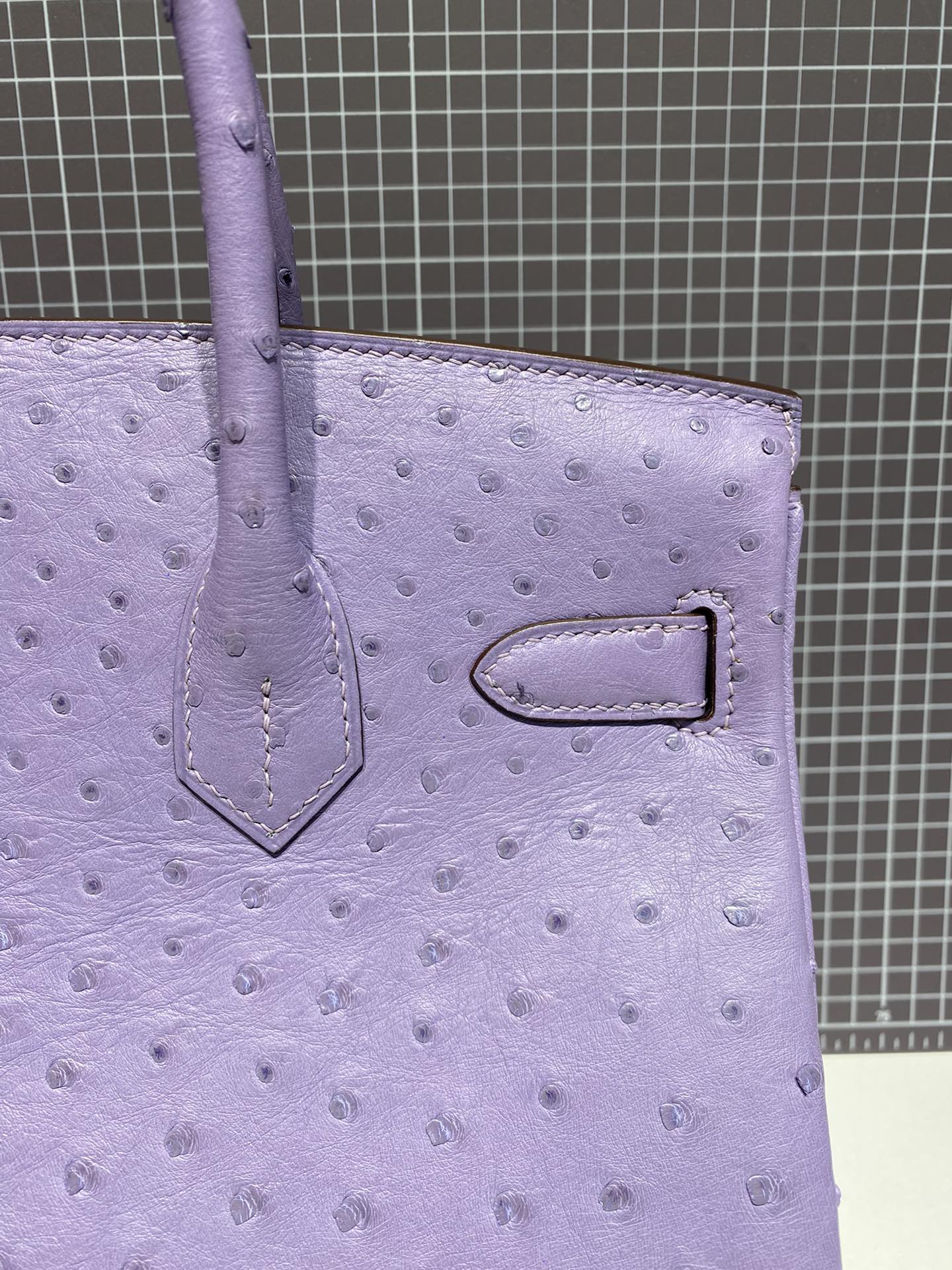 HM BIRKIN 30CM PURPLE OSTRICH LEATHER SILVER HARDWARE (MADE-TO-ODER)