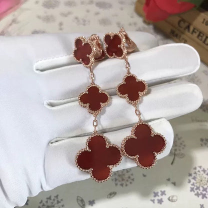 [basloveJW]Ohrhänger mit Kleeblattmotiv und Karneol