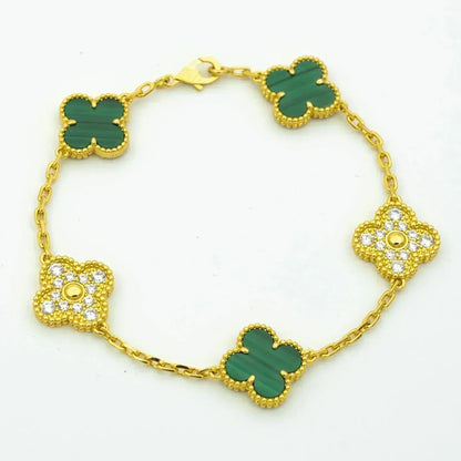 [AURORA]CLOVER 5 MOTIF MALACHITE BRACELET COLLECTION