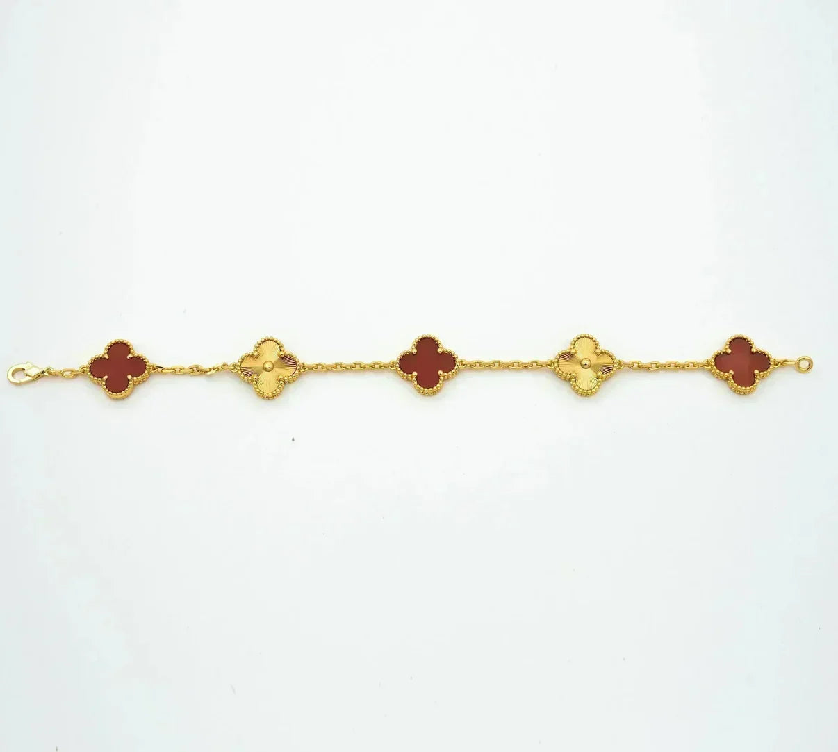 [AURORA]CLOVER 5 MOTIF RED CORNELIAN BRACELET COLLECTION