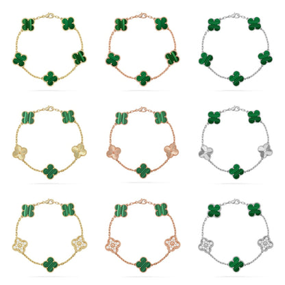 [AURORA]CLOVER 5 MOTIF MALACHITE BRACELET COLLECTION