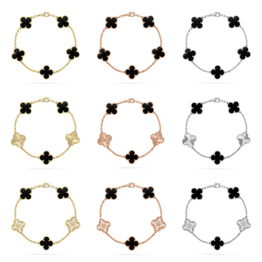 [AURORA]CLOVER 5 MOTIF ONYXS BRACELET COLLECTION
