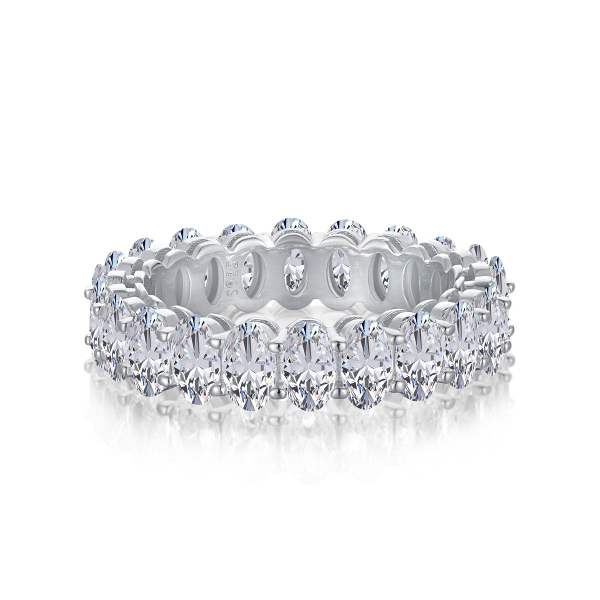 [AURORA]Ornate Oval Cut Tennis Ring
