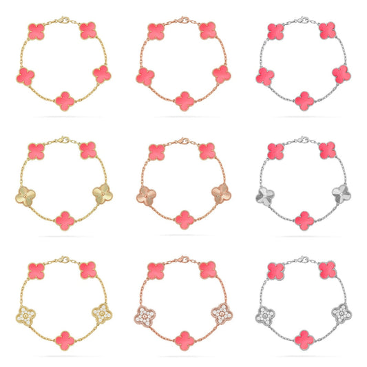 [AURORA]CLOVER 5 MOTIFS  PINK MOP BRACELET COLLECTION