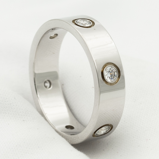 [AURORA]LOVE RING 5.5MM 6 DIAMONDS SILVER