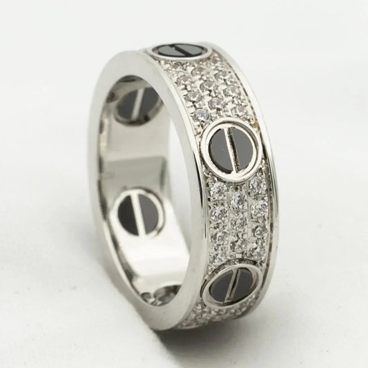 [AURORA]LOVE RING 5.5MM DIAMONDS PAVED CERAMIC