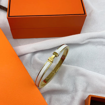 [AURORA]CLASSIC HM CLIC WHITE 8MM ENAMEL BRACELET
