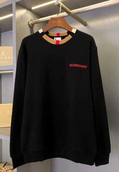 BUR Plaid Patchwork Crew Neck Sweatshirt Black
