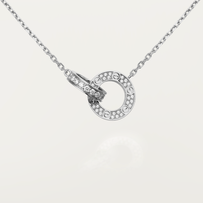 [AURORA]LOVE 7,6 MM HALSKETTE ROSÉGOLD UND SILBER VOLLER DIAMANT